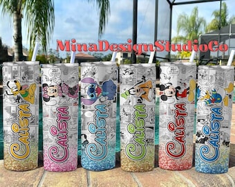 Personalized All Characters Mickey and Friends Disney Tumbler, WDW Disneyland Family Vacation 2025 Coffee Cup, Disney Birthday Trip Gift Mug