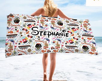 Personalized Disney Cruise Beach Towel, Mickey and Friends Cruise Trip Bath Pool Summer Trip Home Decor, Family Cruise Towel, Disney Pirates
