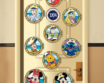 All Characters Disney Cruise Magnet, Mickey and Friends Lilo & Stitch Toy Story Disney Princess Magnet, Family Cruise Ship Stateroom Door