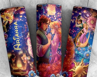 Personalized Disney Tangled Princess Rapunzel Tumbler, Disney Girl Trip Coffee Cup, Princess Rapunzel Birthday Girl Gift, Flynn Rider Mug