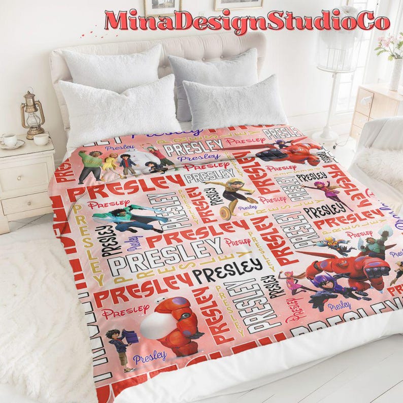 Personalized Watercolor Disney Big Hero 6 Blanket, Hiro Hamada Baymax ...