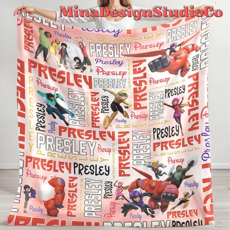 Personalized Watercolor Disney Big Hero 6 Blanket, Hiro Hamada Baymax ...