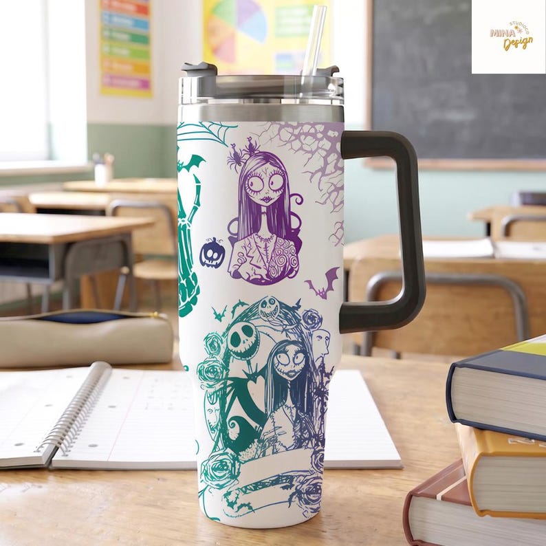 Personalized Nightmare Before Christmas Disney Halloween Tumbler, Jack Skellington Oogie Boogie Coffee Cup Family Halloween 40oz Tumbler Mug image 7