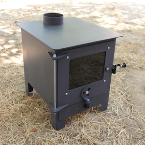 Wood stove, outdoor garden heater with chim, camping stove, tiny wood stove, stove for travel, tiny house, caravan stove, tiny stove