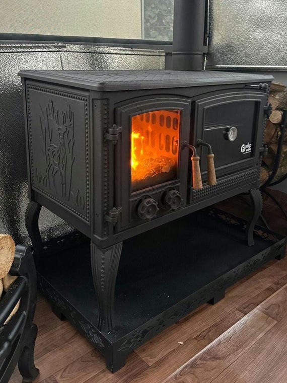 Cast Iron Wood Burning Cook Stove, Vintage Kitchen Fireplace - Etsy