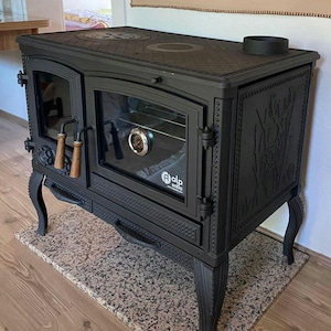 Estufa de leña de hierro fundido, estufa de leña, estufa de cocina con horno, estufa de chimenea para cocinar, estufa de rango, estufa de cocina