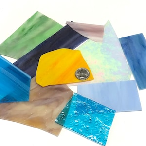 1 Lb. Stained Glass Scrap - Mosaic Supplies - - Shipping Included - Art Glass Projects - Larger Pieces Including Iridescent White