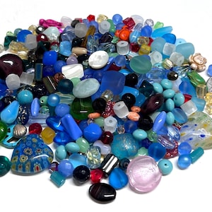 Loose Bead Mix - Bead Assortment - 11 oz. Glass Shell Stone Crystal Lampwork - Mixed Bead Lot #21 - For Jewelry Making - Free Ship - Destash
