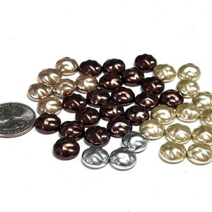Vintage Baroque Style Glass Pearls - 10mm Vintage Cabs - Flat Back Faux Pearls - 40 Pieces - For Jewelry Making - Pearl Cabochons