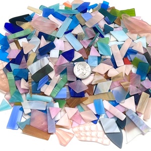 Tumbled Stained Glass and Antique Depression Glass - Mosaic Supplies - Glass For Jewelry - 1lb. 7oz - Free Ship - Colorful Mix