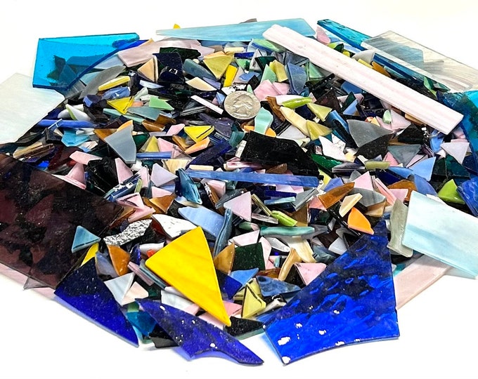 Stained Glass Scrap - 4+lbs - Broken Glass for Mosaics - Mosaic Glass ...