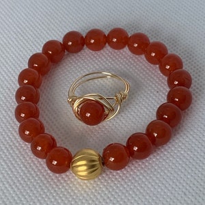 Set of carnelian bracelet and ring