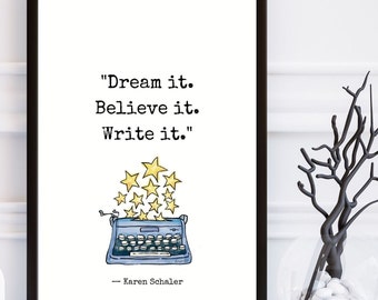 Vintage Typewriter Motivational Quote Print: Gift for Writers (Digital Download, 20+ sizes included)