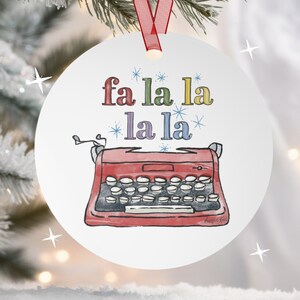 Vintage Typewriter Christmas Ornament: Writer Gift, Hand-Drawn Art