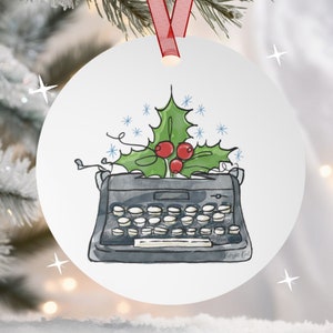 Writer Inspiration #42 Writer Ornament Christmas Retro Typewriter Unique Xmas Writer Gifts Author Screenwriter Writing Tips Funny Holiday