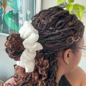 White Lace Hair Scrunchie (Ella) Oversized Large Classic Mini Sizes Big Hair Curly Hair Braids