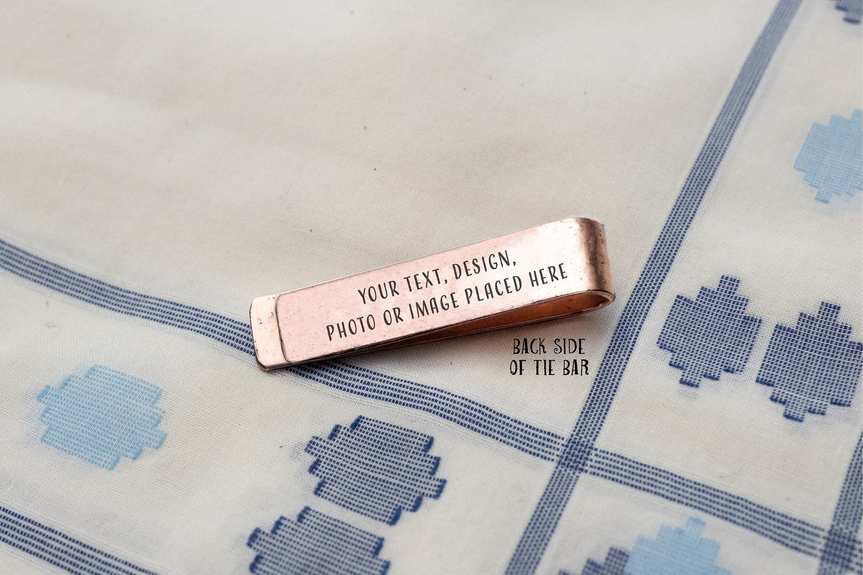 Men's Personalized Tie Clip - 7th Anniversary Gift - Copper Tie