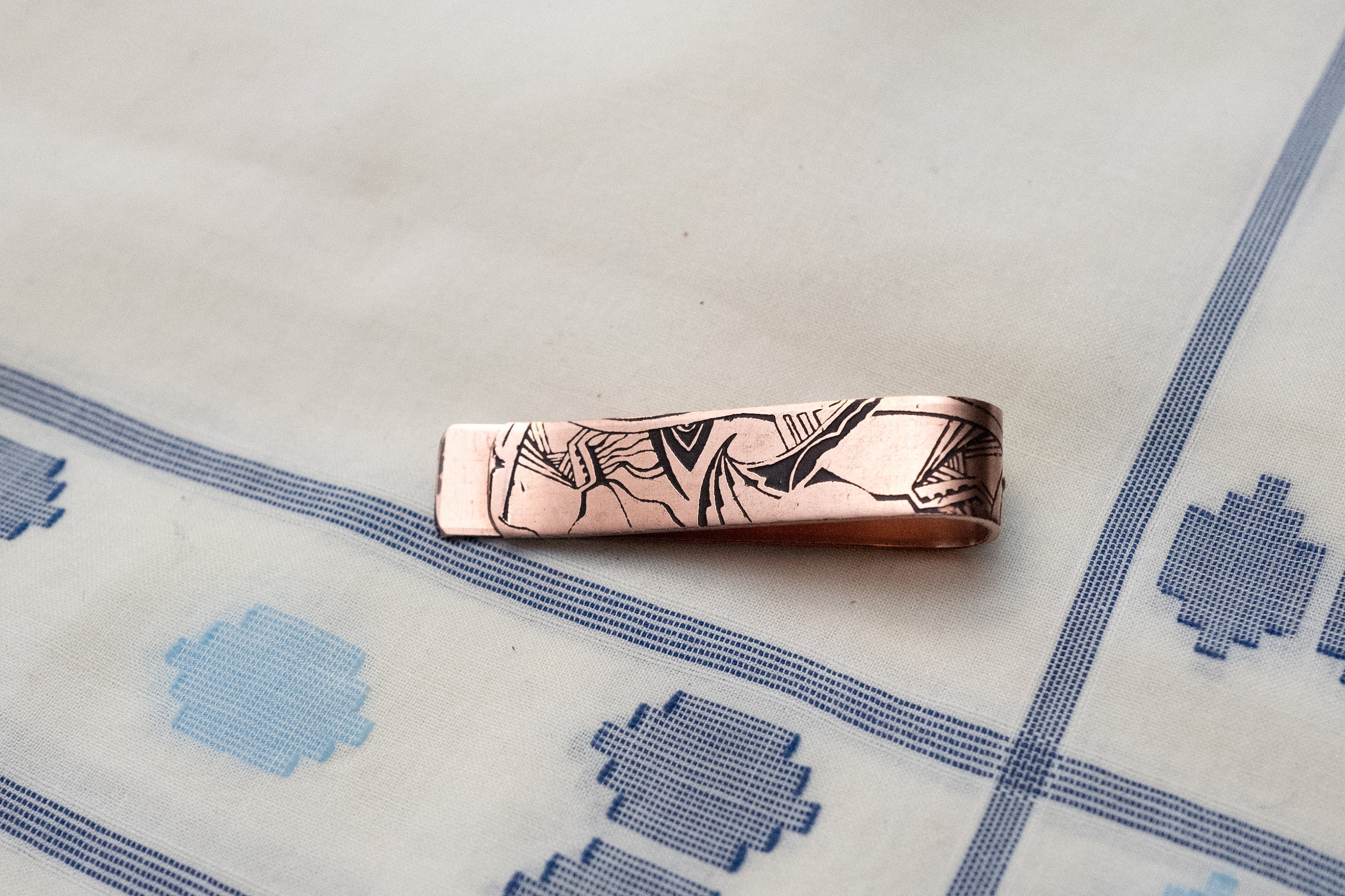 Men's Personalized Tie Bar - 7th Anniversary Gift - Copper Tie Clip - Gift  for Him - Nu Gold Tie Bar - Monogram - Groomsmen Gift