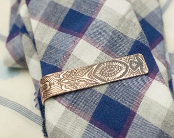 Men's Personalized Tie Clip - 7th Anniversary Gift - Copper Tie Clip - Gift for Him - Monogram - Groomsmen Gift - Copper Tie Bar