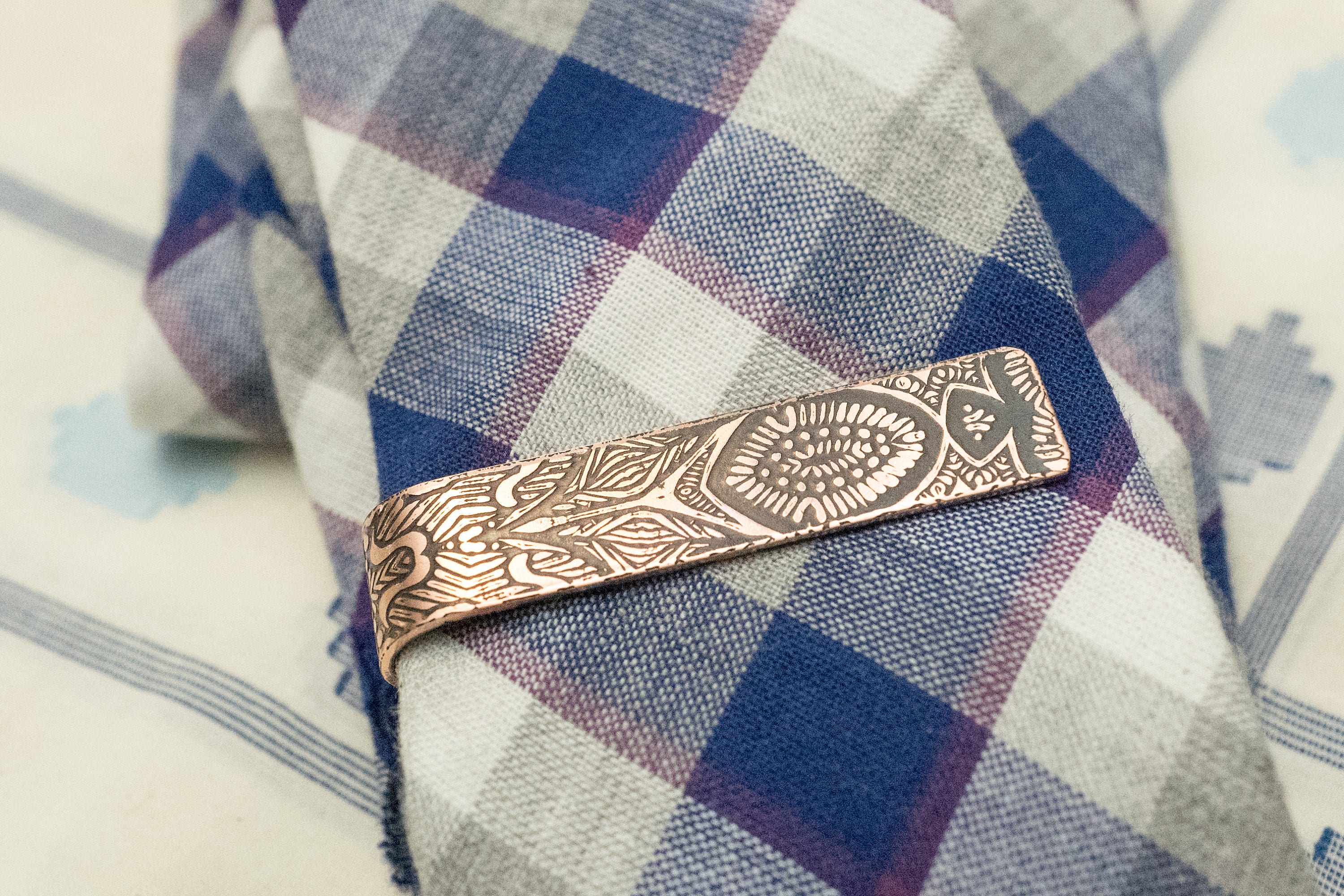 Men's Personalized Tie Clip - 7th Anniversary Gift - Copper Tie