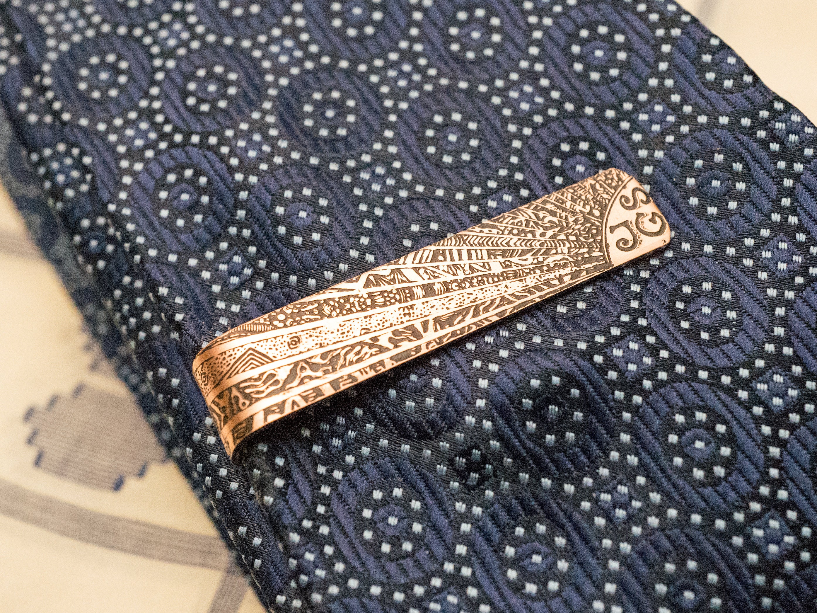 Men's Personalized Tie Bar 7th Anniversary Gift Copper Tie Clip