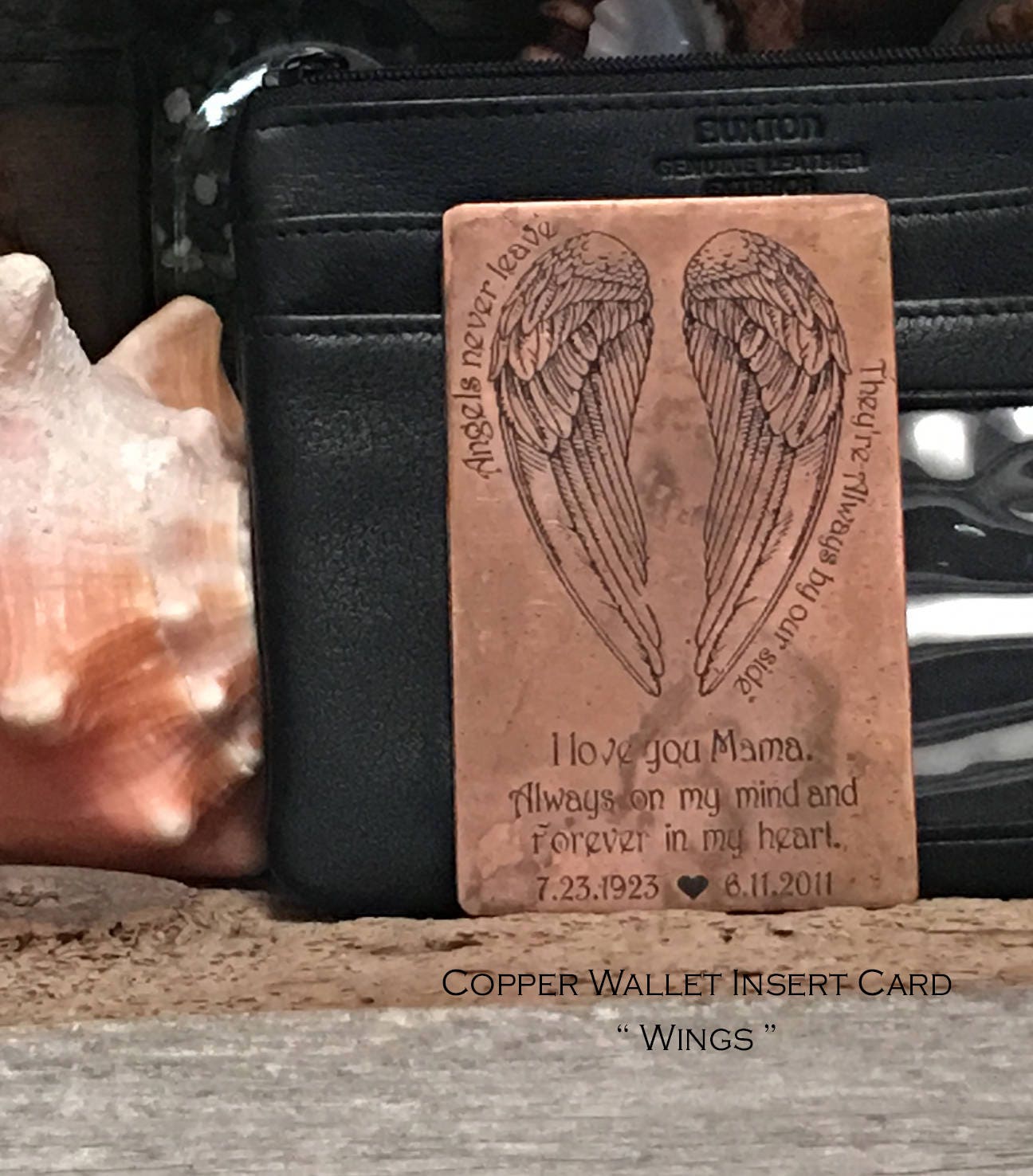 Personalised Loved You Yesterday. Heart Insert Keepsake Metal Wallet Card Gift