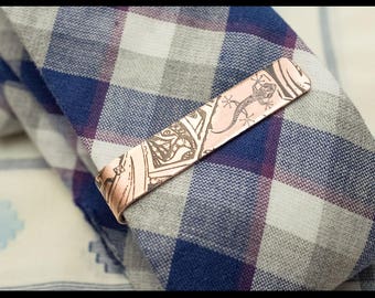 Men's Personalized Tie Bar - 7th Anniversary Gift - Copper Tie Clip - Gift for Him - Monogram - Groomsmen Gift