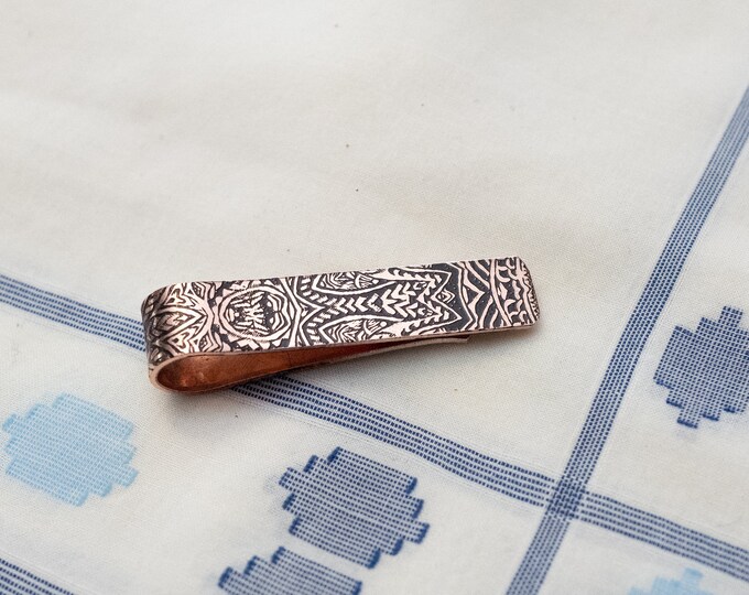 Men's Personalized Tie Bar - 7th Anniversary Gift - Copper Tie Clip - Gift for Him - Nu Gold Tie Bar - Monogram - Groomsmen Gift