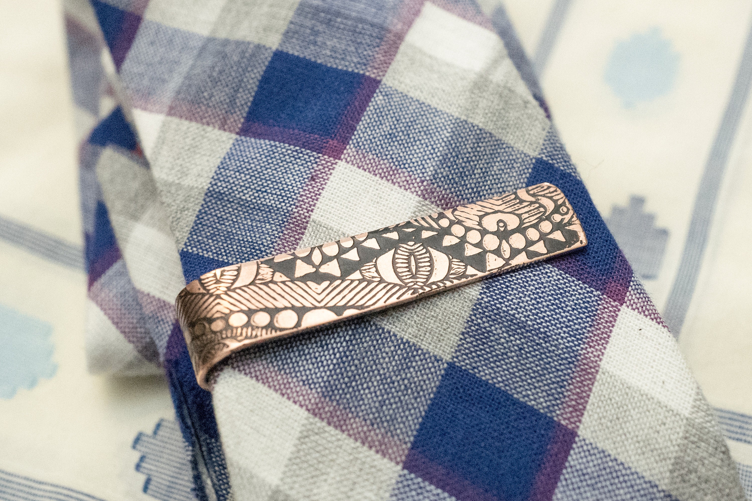 Men's Personalized Tie Bar 7th Anniversary Gift Copper Tie Clip