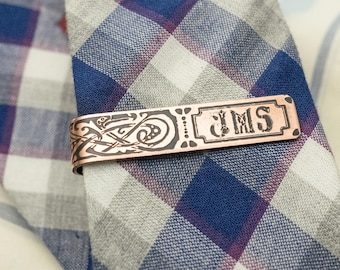 Men's Personalized Tie Bar - 7th Anniversary Gift - Copper Tie Clip - Gift for Him - Monogram - Groomsmen Gift
