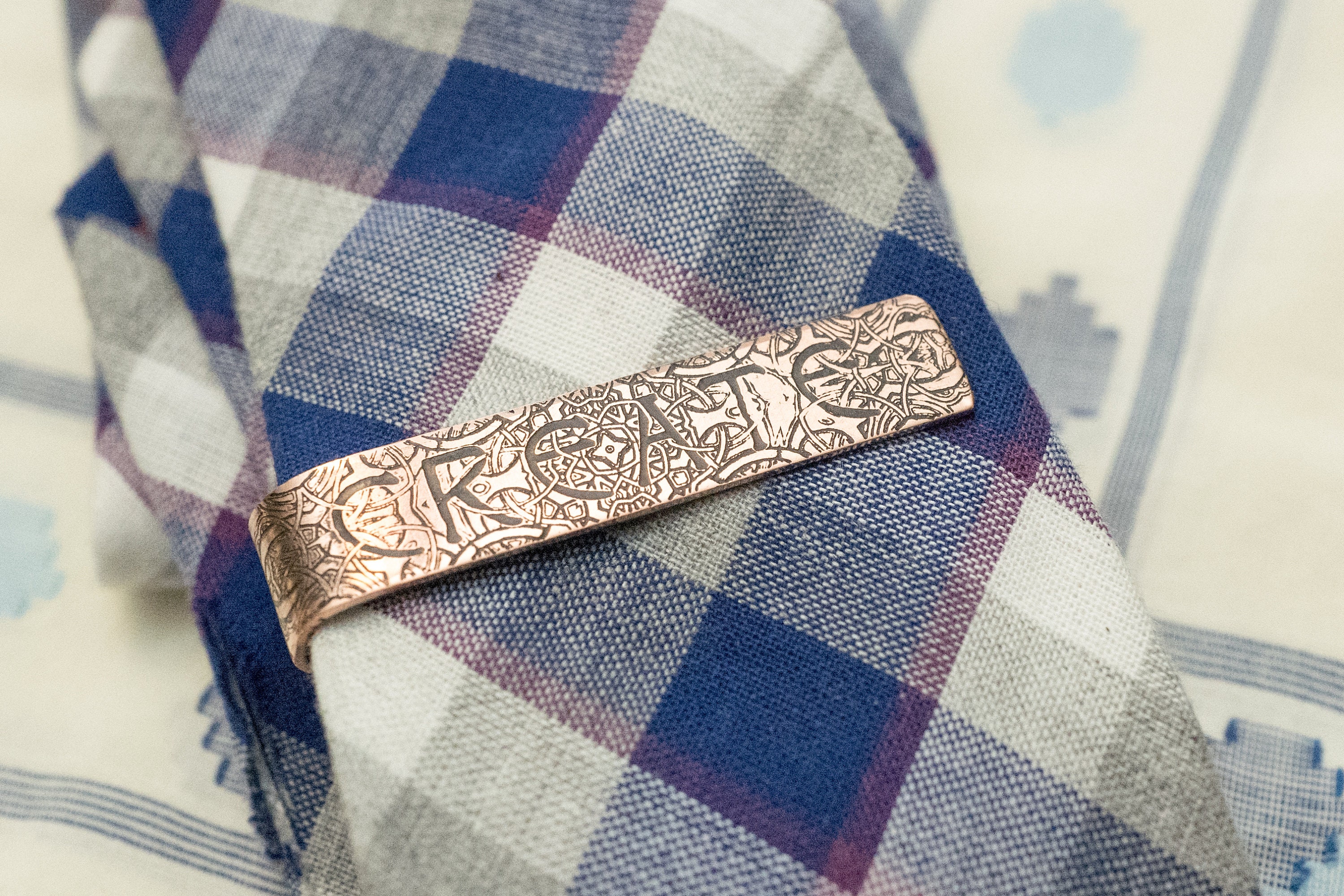 Men's Personalized Tie Bar 7th Anniversary Gift Copper Tie Clip