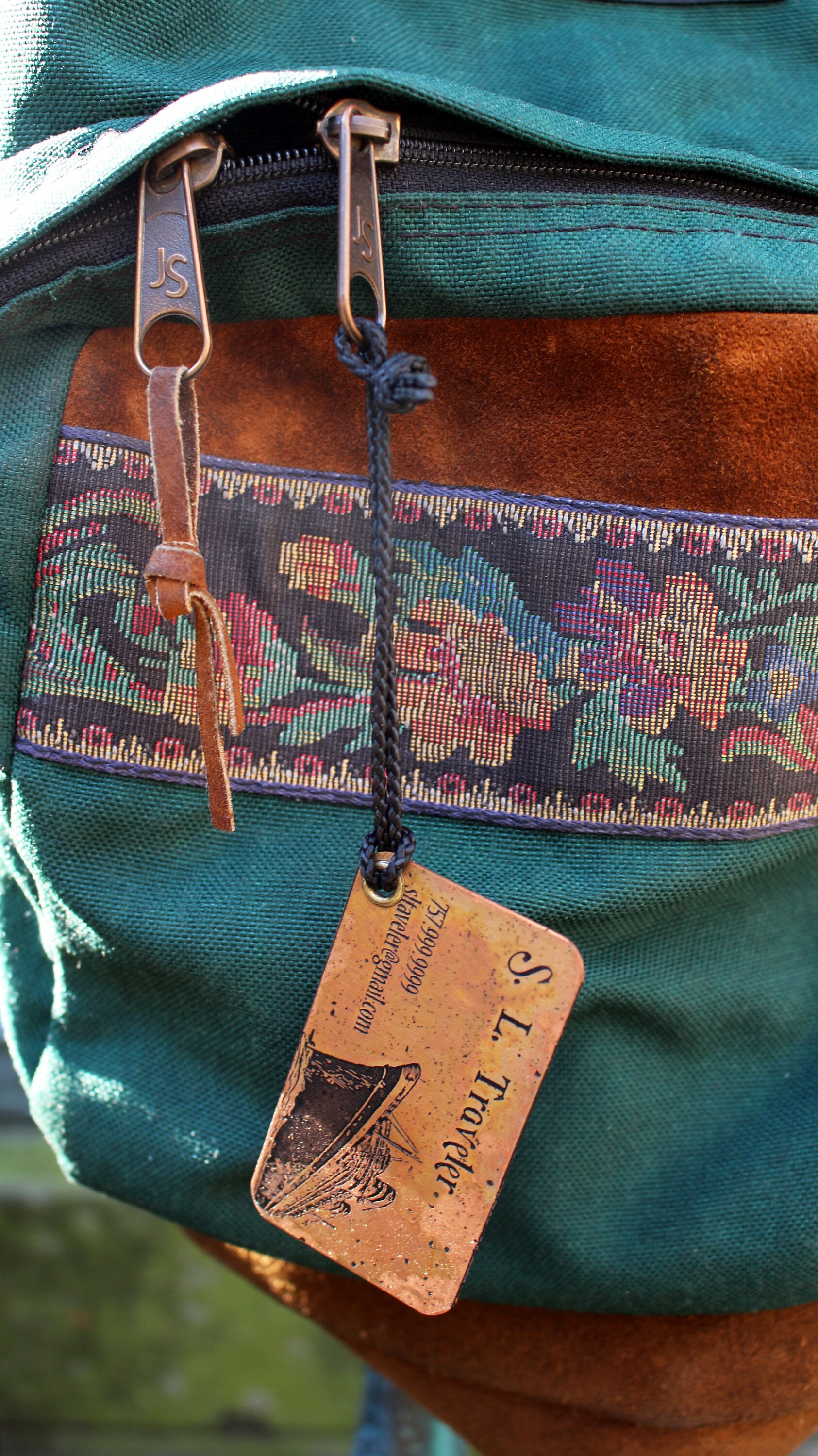 Set of two (2) Travel Luggage Tags Custom Luggage Tags Copper Tags