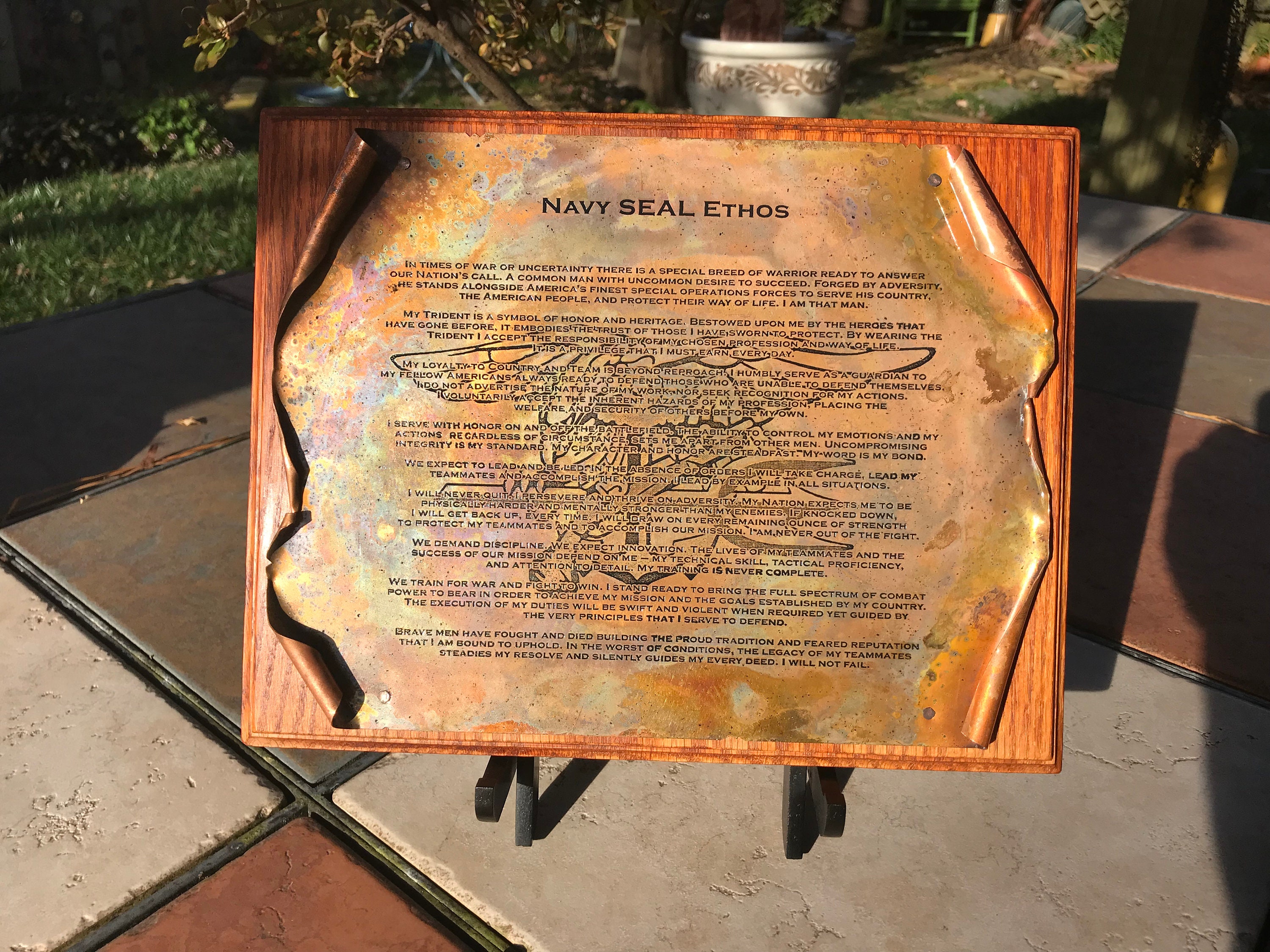 Copper Navy SEAL Ethos Scroll, Military Gift