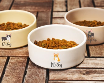 Cuenco de cerámica personalizado para perros, comedero para mascotas, bebedero, golosinas con nombre, regalo para dueños de perros, comedero de cerámica, regalos personalizados para cachorros.