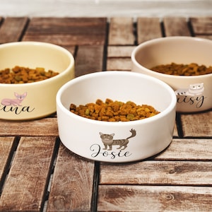Personalized Cat Bowl, Ceramic Pet Feeding Bowl, Custom Photo Cat Water Bowls, Gifts for Pet Owner, Gifts for Cat, Ceramic Pet Food Dish