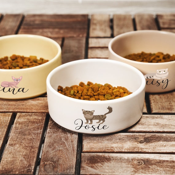 Personalized Cat Bowl, Ceramic Pet Feeding Bowl, Custom Photo Cat Water Bowls, Gifts for Pet Owner, Gifts for Cat, Ceramic Pet Food Dish