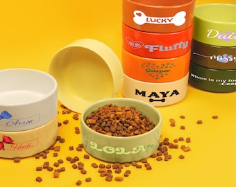 Comedero personalizado con nombre para perro, bebedero de cerámica para mascotas, comedero personalizado para gatos, comedero de cerámica para perros, comederos modernos para mascotas, regalos para dueños de mascotas.