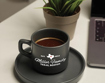 Custom Monogrammed Espresso Mugs for Couples, Wedding Gift, Anniversary Gift, Personalized Ceramic Coffee Cup, New Home Gift, Couples Gift
