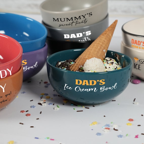 Ceramic Ice Cream Bowl, Personalized Dad's Sundae Bowl, Snack Bowls, Funny Dad Birthday Gifts, Ceramic Ice Cream Dish, Custom Gifts for Mom