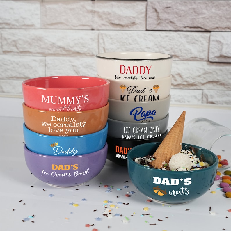 Ceramic Ice Cream Bowl, Personalized Dad's Sundae Bowl, Snack Bowls, Funny Dad Birthday Gifts, Ceramic Ice Cream Dish, Custom Gifts for Mom image 4