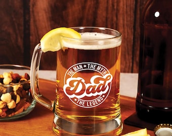 Personalized Beer Mug for Dad, Engraved Beer Stein, Home Bar Gift
