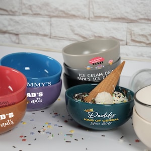 Tazón de helado de cerámica personalizado, tazón de helado divertido para papá, tazón personalizado, regalo de cumpleaños para mamá, tazón pequeño para palomitas de maíz, regalos para padres