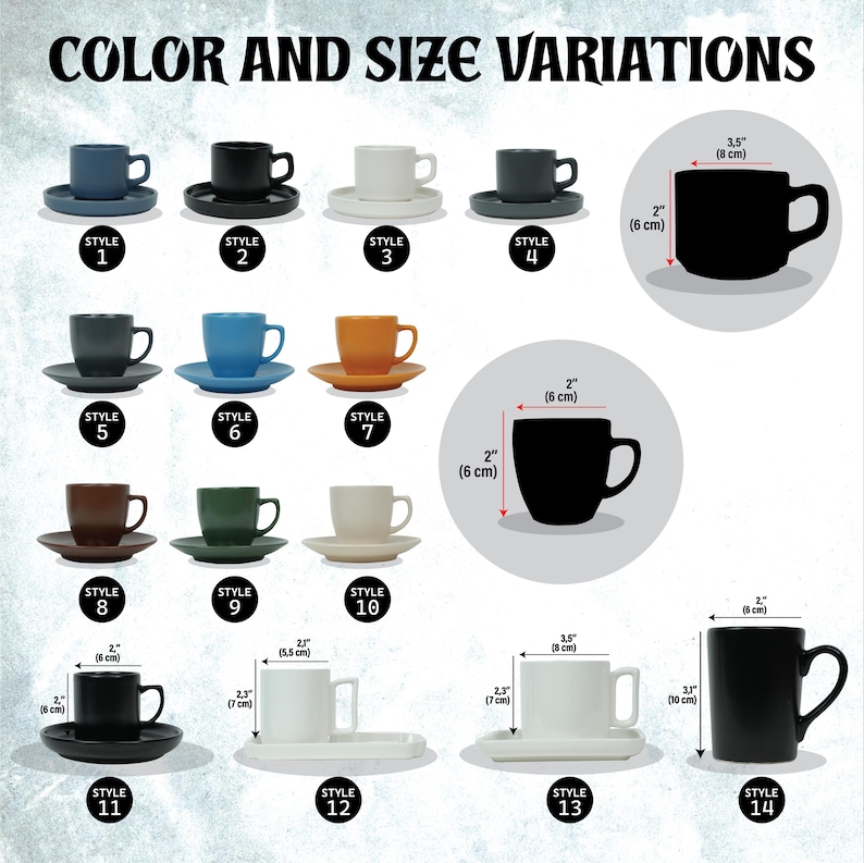 a poster with different types of cups and saucers