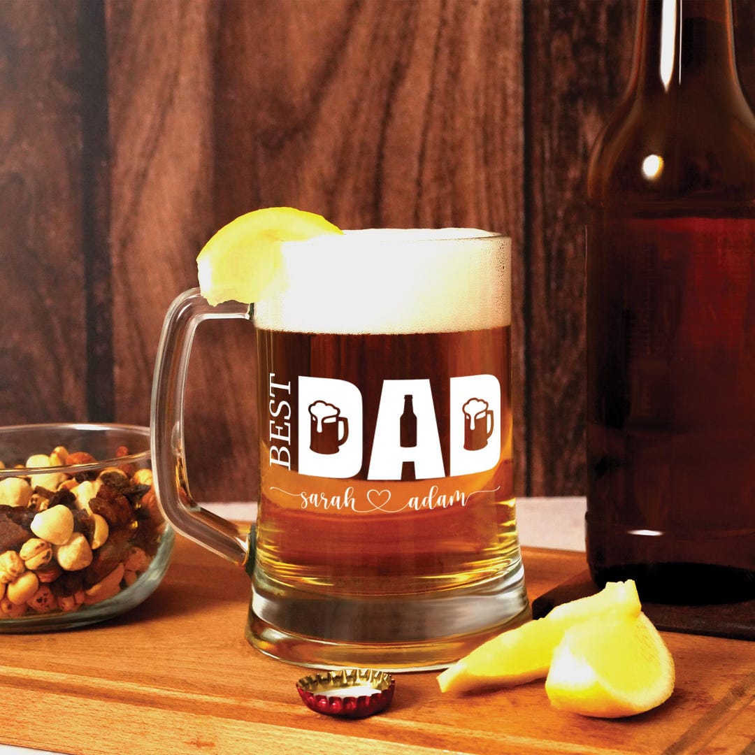 Custom Beer Glass Fathers Day Gift, Personalized Gift for Dad, Beer Mug ...