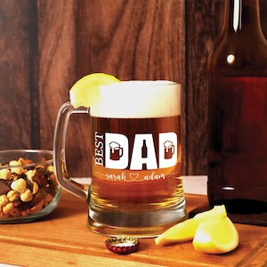 Custom Beer Glass Fathers Day Gift, Personalized Gift for Dad, Beer Mug with Handle, Retirement Gift, Home Bar Gift, Unique Barware for Him