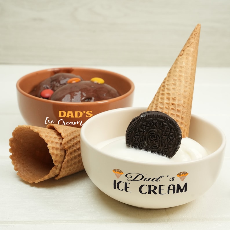 Ceramic Ice Cream Bowl, Personalized Dad's Sundae Bowl, Snack Bowls, Funny Dad Birthday Gifts, Ceramic Ice Cream Dish, Custom Gifts for Mom image 2