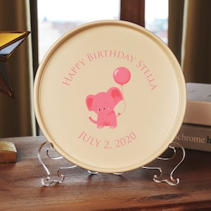 Custom Baby Name Birthday Celebration Plate, Personalized Ceramic Happy Birthday Plate, First Birthday Party Gift, Kids Birthday Decorations