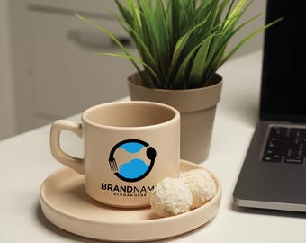 Custom Brand Name Ceramic Coffee Mug, Personalized Ceramic Workplace Mugs, Employee Gift, Corporate Gifts, Espresso Mug, Company Logo Gifts