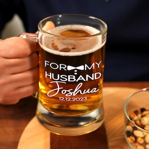 Personalized Couple Gift Beer Glasses, Anniversary Gift, Beer Mug for Home Bar, Gift for Boyfriend, Unique Man Cave Gift, Custom Glassware