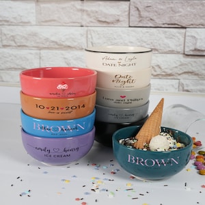 Personalized Couple Ceramic Ice Cream Bowl, Custom Anniversary Gift, Movie Night Snack Bowl, Modern Ceramic Small Bowls, Gift for Couples